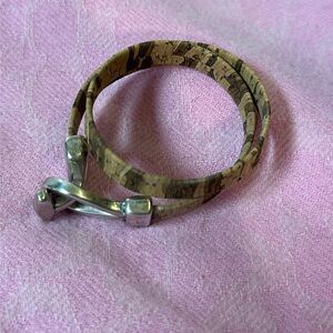 Cork and Silver-Tone Wrap Bracelet